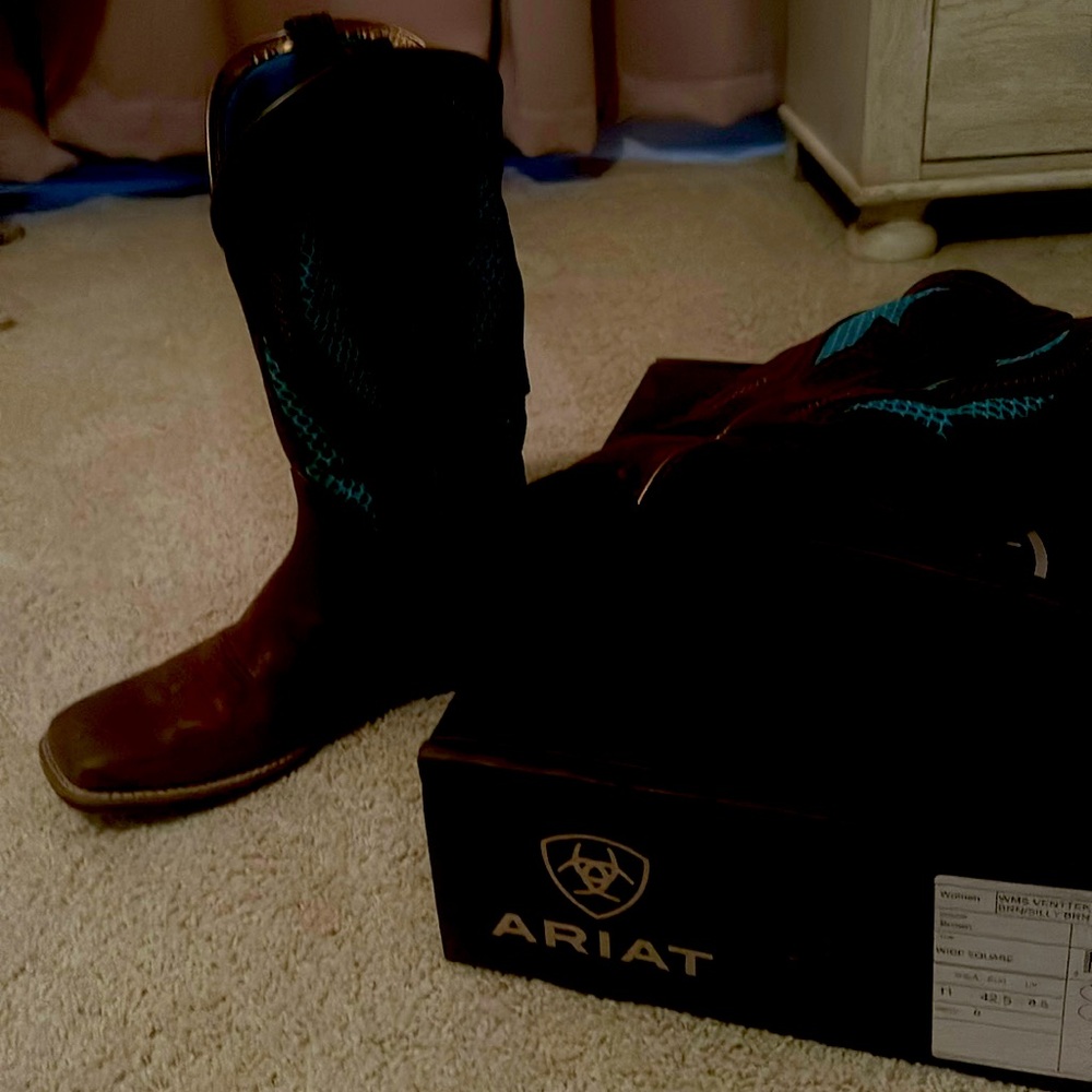 Women’s Ariat square toe leather boots.